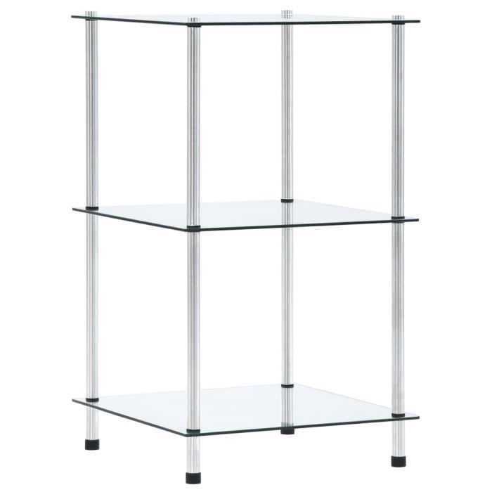SALE 2024 Étagère 3 niveaux Transparent 40x40x67 cm Verre trempé 30 9 Kg