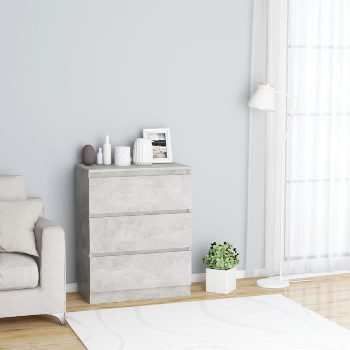 vidaXL Buffet Gris béton 60x35x76 cm Bois dingénierie