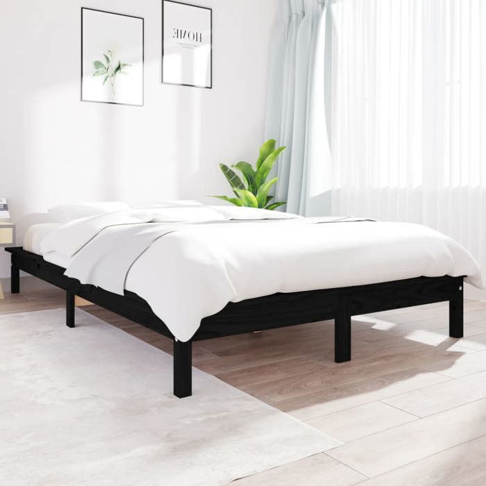 vidaXL Cadre de lit sans matelas noir bois massif 820560