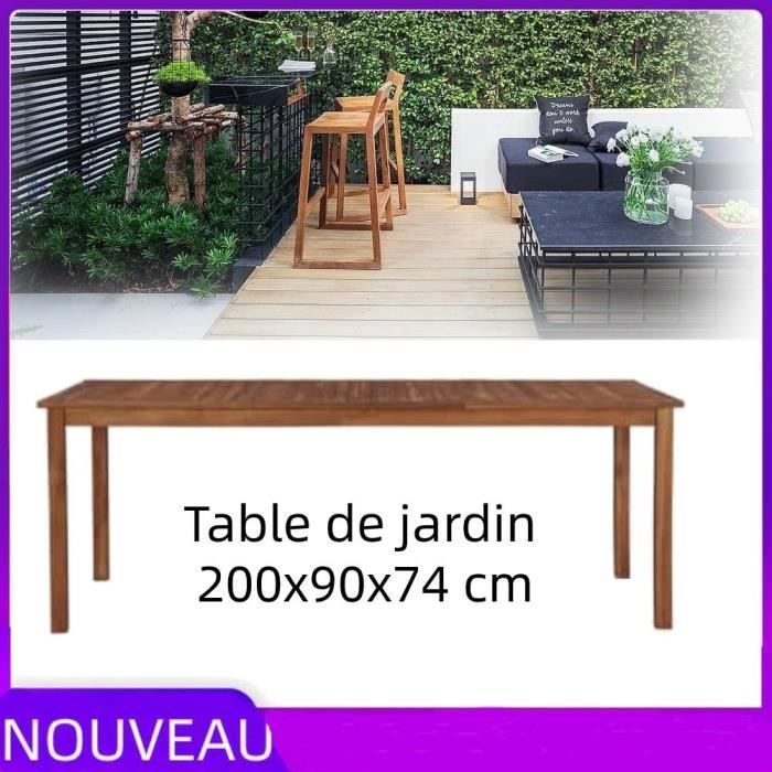 yosoo 200x90x74 cm table de jardin , bois d'acacia massif