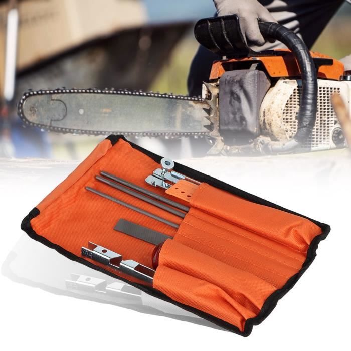 Limes Tronçonneuse Portable Kit Affûtage Chaîne Tronçonneuse 10 Pièces - Limes Rondes 4mm 4.8mm 5.5mm - Affûteur Portable Avec Guide Affûtage Chaîne Scie