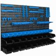 32 Boîtes Étagère murale système de rangement 115x78cm Porte-outils bacs de rangement à façade ouverte, boites de rangement bleu-1