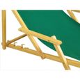 Chaise longue de jardin verte, chilienne, bain de soleil pliant, en bois naturel 10-304N-1