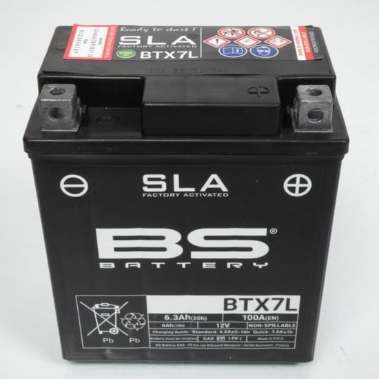 12V 6Ah Tecnium Batterie SLA Tecnium pour Moto Suzuki 125 Df Ex 1999 à 2001 YTX7L-BS 