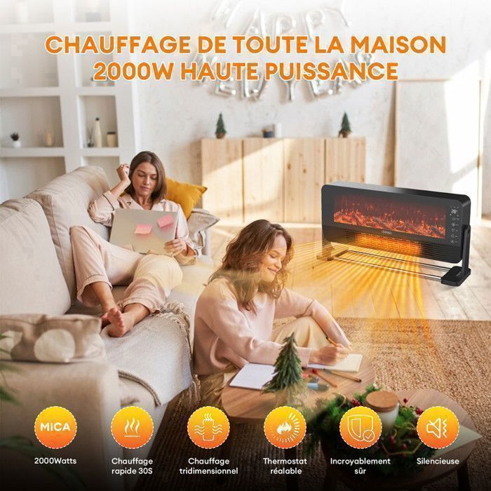 Radiateur Soufflant Céramique PTC 1500W YASHE - Télécommande, Oscillation 70°, Minuterie 24h, Sécurité Enfant - Chauffage D'Appoint Rapide