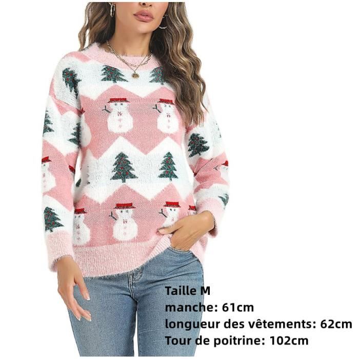 Pull de Noël pour femme,pull chaud d'hiver,bonhomme de neige et