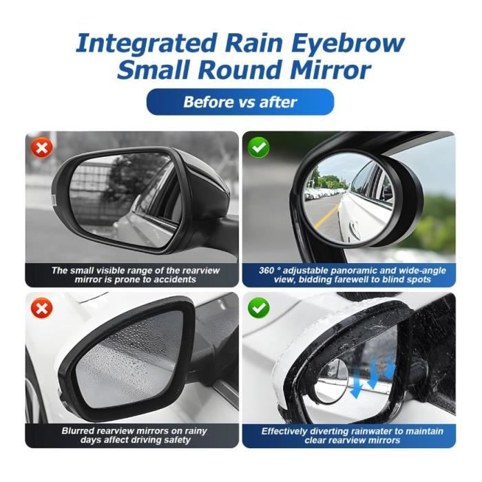 2 Specchietti Paracicchi Per Auto Ceeyoll - Grandangolo Regolabile 360° - Vetro HD, Antiruggine, Facili Da Montare - 5