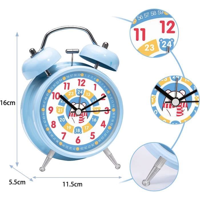 Réveil Enfant Idota Sans Tic-tac Avec Veilleuse | Très Sonore | Portable | Format 16x11,5 Cm | Pile AA | Cadeau Fille Garçon