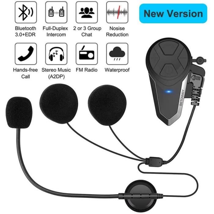 Intercom Bts3 Talkie walkie BETOWEY BT-S3 Intercom Moto Kit Main Libre Moto Bluetooth ...