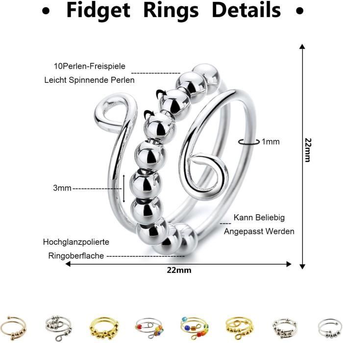 Anneau Anti Stress Rotatif,Bague D'Anxiété Spinner,Bagues Rotatifs ...
