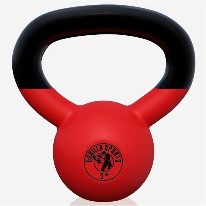 Kettlebell Yes4All En Fonte Revêtue Vinyle – 2 à 20 Kg, Poignée Large, Fond Plat, Pour Musculation Maison