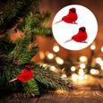 10pcs guirlande d'oiseaux ornement d'arbre de Noël clip oiseau rouge   BOULE DE NOEL - DECORATION DE SAPIN-2
