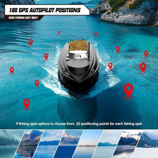 Bateau Appât Télécommandé 800 M – Charge 3 Kg, Longue Portée, Avec Lumière Nuit