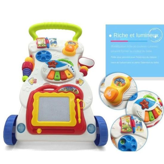 DREAMADE Trotteur Bébé Evolutif 3 en 1 Pliable avec Hauteur Réglable, Musique et Lumière, Forme