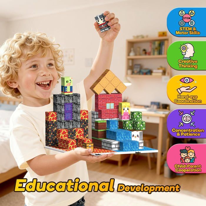 Jeu De Construction Magnétique 150 Pièces – Blocs Magnétiques éducatifs STEM – Pour Enfants 3-10 Ans, Créativité Et Apprentissage