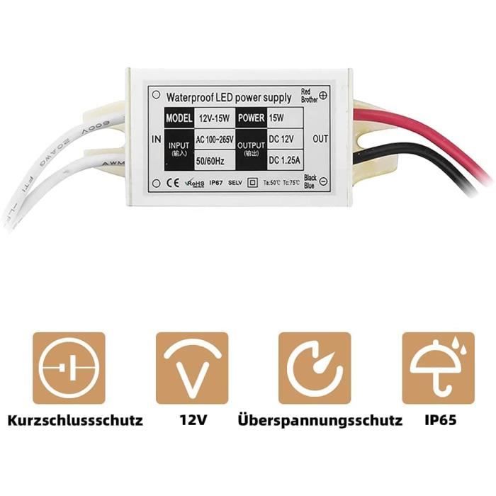 Elezenioc Transformateur LED 12V 60W - Alimentation Constante, Non Dimmable, Pour Spots G4/MR16