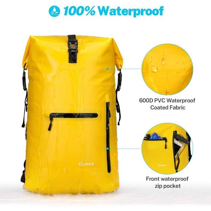 Sac étanche 3L. Sac à dos imperméable pour camping nautique kayak pêche  Rafting canoë kayak natation - Cablematic