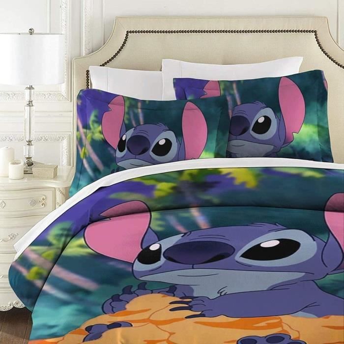 Parure De Lit Enfant Stitch Et Angel Universe - 100% Coton, Housse De Couette 140x200 Cm + Taie 65x65 Cm