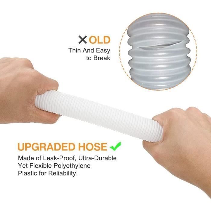 Tuyau De Piscine Noir 38 Mm, 1 Mètre, Avec 2 Colliers De Serrage Inox - Qualité Allemande, Polyéthylène Flexible
