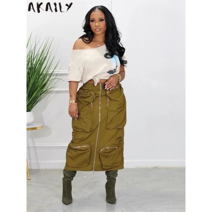 Jupe longue kaki femme hotsell