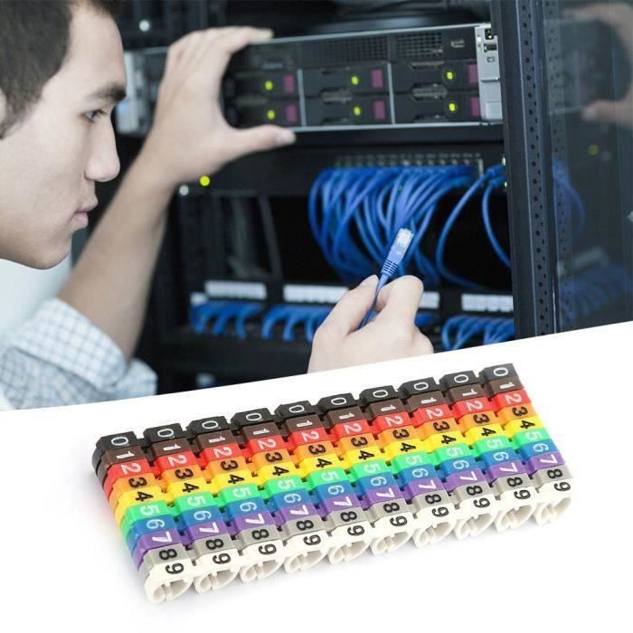 Rabais-jeu de marqueurs de câble Marqueur de câble de tube d'étiquette de  numéro de fil de tube numérique coloré 100Pcs - Cdiscount Bricolage