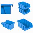 32 Boîtes Étagère murale système de rangement 115x78cm Porte-outils bacs de rangement à façade ouverte, boites de rangement bleu-3