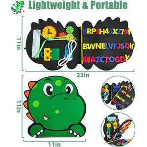 Uilfsur Busy Board Allemand 1 2 3 4 Ans, Jouet Montessori Motricité, Thème Dinosaure, Cadeau Garçon Fille