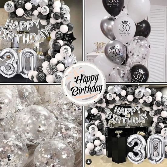 18 ans Decoration Anniversaire Fête en Noir Blanc, 18 Ballon Anniversaire  Garçon et Fille, Bannières de Anniversaire Joyeux du A155 - Cdiscount Maison