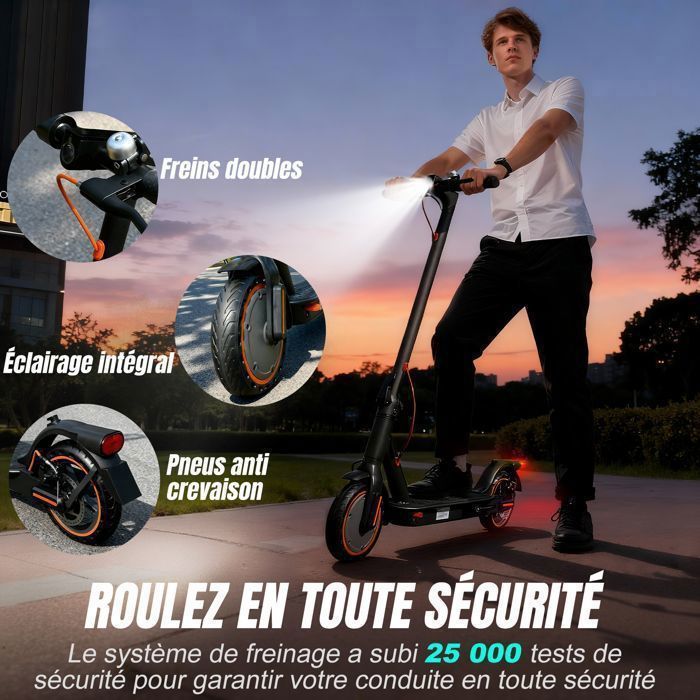 Trottinette électrique Pliable 350W Mana_Km MK083 - Pneu 8.5", Charge Max 120kg, Noir
