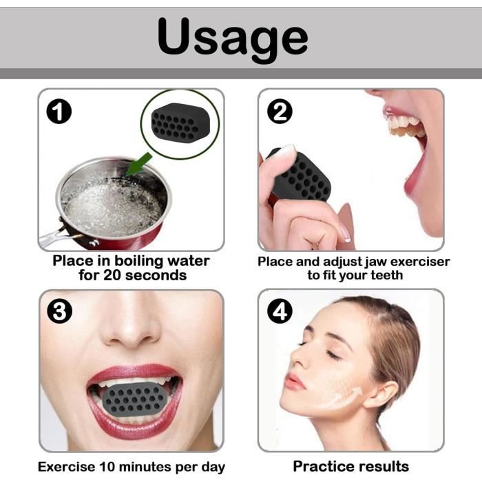 Kit Mâchoire URHRHU – 3 Niveaux De Résistance, Silicone Alimentaire, Avec Boîtes De Rangement