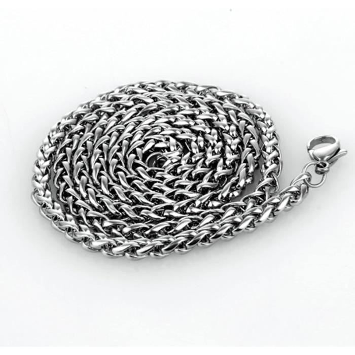 Chaine En Laiton Doré Maille "vague" Ou "épi" - Longueur 48 Cm, Unisexe - Neuf Sous Blister