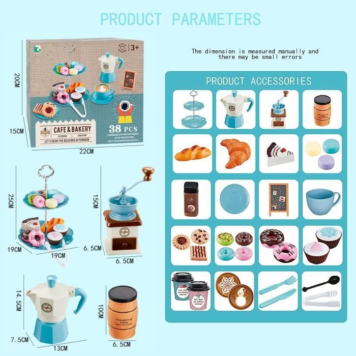 Service à Thé Jouet Pour Enfants – 46 Pièces Métal – Valise Lapin, Gâteaux Factices – Jeu De Rôle Fille 3+ Ans