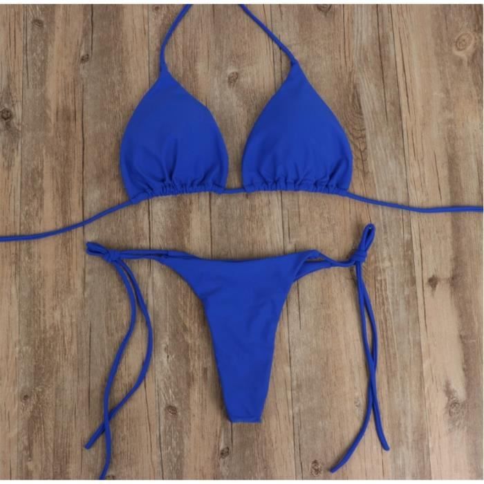 Maillots De Bain Femmes Mayo De Bain Femme Ensemble Bikini Sexy Bresilien Bikini Taille Haute Bleu M Bleu Cdiscount Pret a Porter