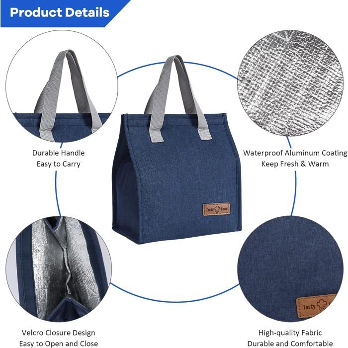 Sac fourre-tout 2 en 1 pour femme, 39,6 cm, grand sac fourre-tout avec compartiment à déjeuner, sac à main de travail pour affaires, bureau (noir