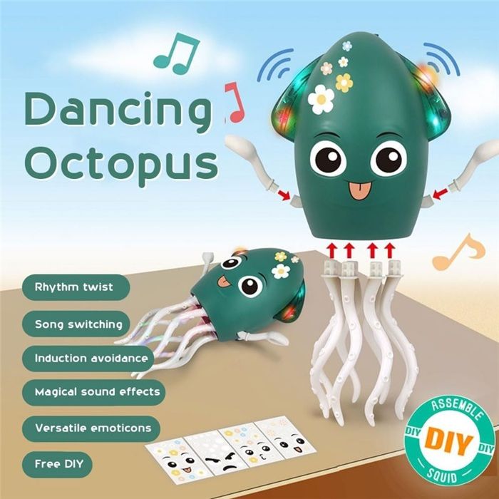 Jouet Pieuvre Dansante Électrique HOVCEH Avec Canne à Pêche, Lumière Et Musique - Jouet Bébé Interactif Pour Garçons Et Filles