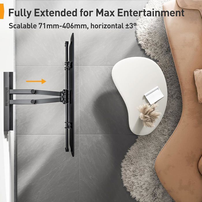 Support Inclinable Support mural TV inclinable et orientable - SWROSE - 37-84 pouces - 60 ...