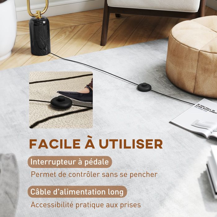 HOMCOM Lampadaire sur pied salon en métal doré avec 2 abat-jours globe