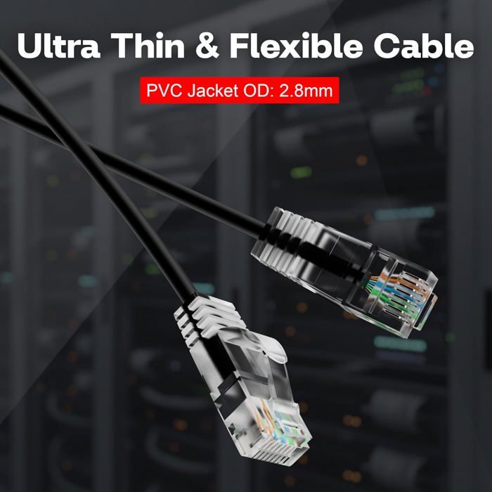 Câble Ethernet Cat6 KAL-0,5 m,6 pièces,noir,slim,ultra fin 2,8 mm,UTP ...