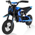 EVERCROSS EV12M Motocross Électrique pour Enfants 3-12 Ans 300W 25KM/H 3 Niveaux de Vitesse,Pneu 12" Cadeau super Bleu-0