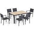 Ensemble table et chaises de jardin - 146 x 100 x 74,5 cm - Aluminium - Oviala - Gris-0