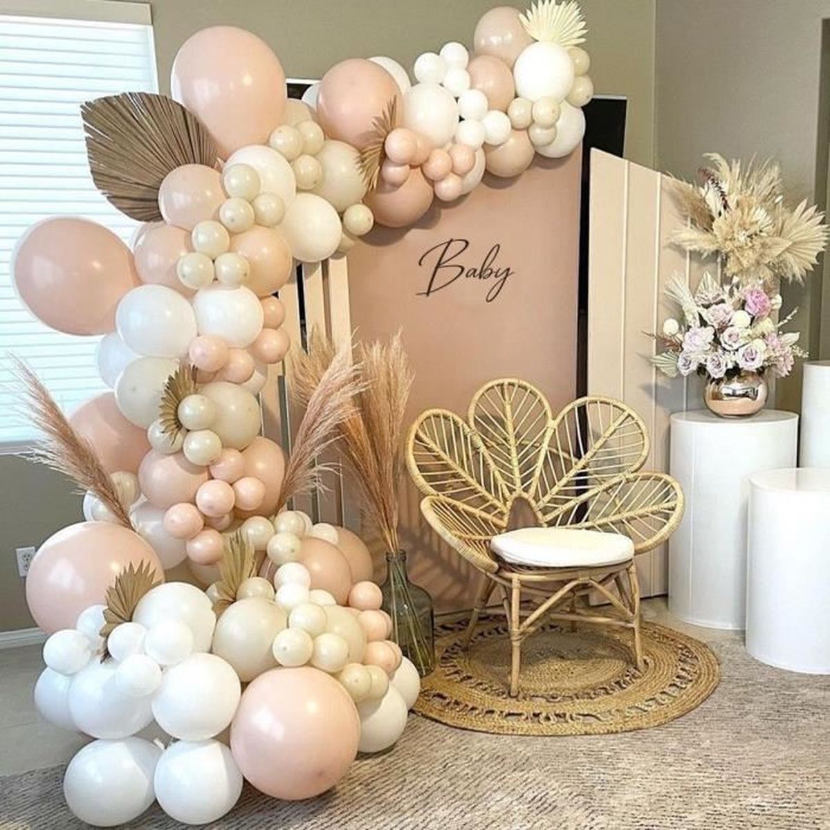 Kit Arche à Ballons 133 Pièces - Rose, Or, Blanc, Beige | Décoration Mariage, Anniversaire, Baby Shower