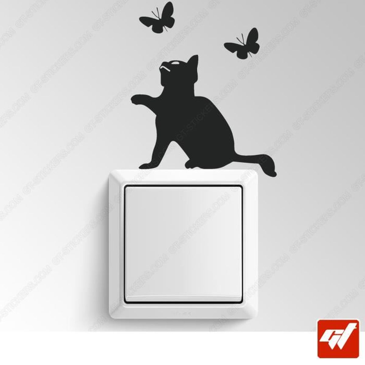 Sticker Autocollant Chat Qui Chasse Les Papillons Decoration Maison Home Mur Loft Interieur Mural Muraux Inter Cdiscount Maison