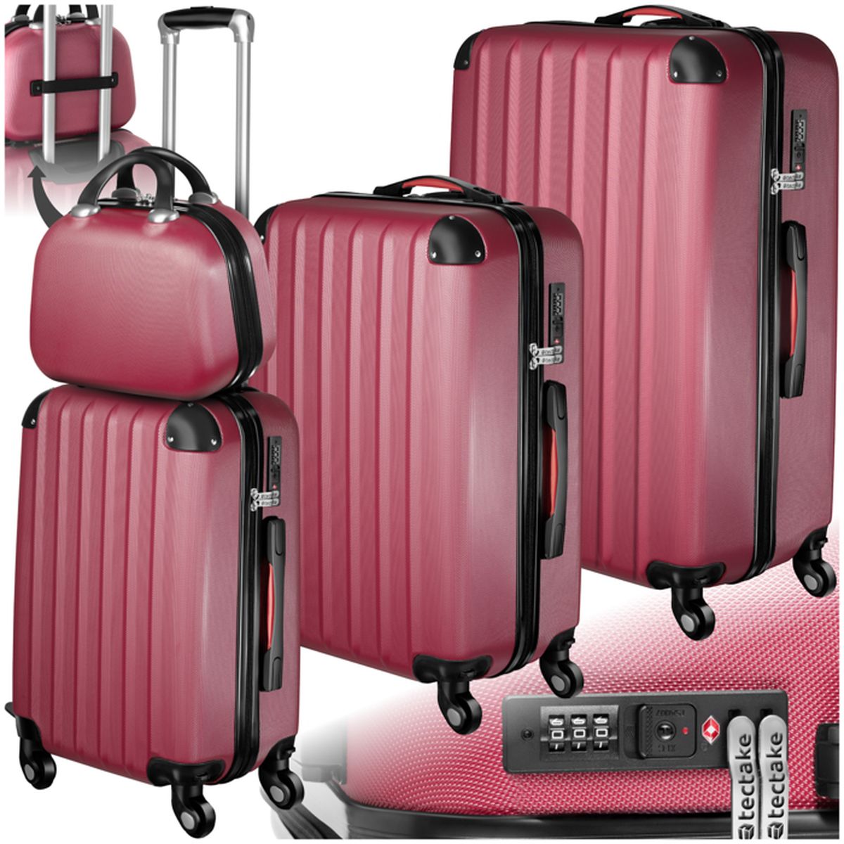 TECTAKE Set de 4 Valises Rigides