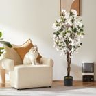 Arbre Artificielle Interieur Bougainvillier -RELAX4LIFE - 120CM - 360 Fleurs - 40 Feuilles - 3 Branches - 2 Rotins et Mousse -Blanc