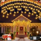 LAPAMAX Guirlande Lumineuse Rideaux glaçon Exterieur Noël LED IP44 5M 200 LEDs,Blanc chaud,Basse Tension,8 Modes,mémoire,Timer,Pour Jardin