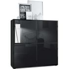 Vladon Highboard Cuba V2 104 x 105,5 x 35,5 cm Buffet haut à 8 compartiments, caisson en Noir mat et Noir laqué haute brillance