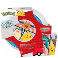 Set repas - Pokémon - 3 pièces - Rouge - Micro-ondes - Lave-vaisselle