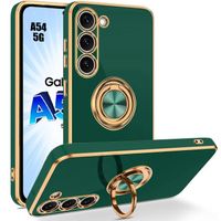 Coque pour Samsung Galaxy A54 5G Protection Silicone Anti-Rayures avec Anneau Support Vert Nuit