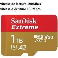 SANDISK Carte mémoire Micro SDXC flash SanDisk Extreme 1 To Class10 A2 V30 U3 vitesse 190/130Mb/s