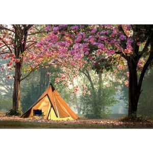FOND DE STUDIO Printemps Camping Toile de Fond 180x120cm Fleurs d